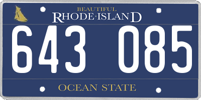 RI license plate 643085