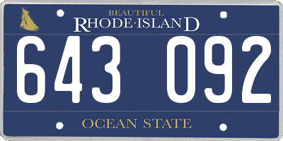 RI license plate 643092