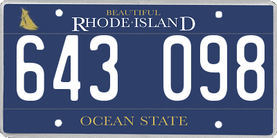 RI license plate 643098