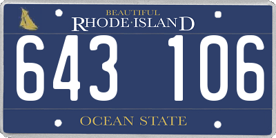 RI license plate 643106