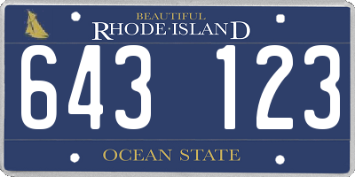 RI license plate 643123