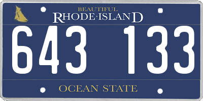 RI license plate 643133