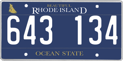 RI license plate 643134