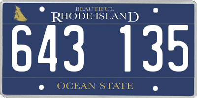 RI license plate 643135