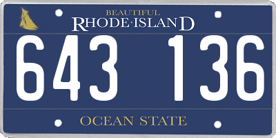 RI license plate 643136