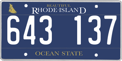 RI license plate 643137