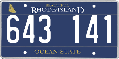 RI license plate 643141