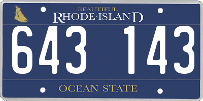 RI license plate 643143