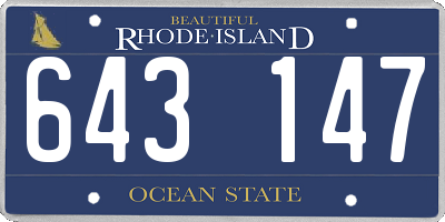 RI license plate 643147