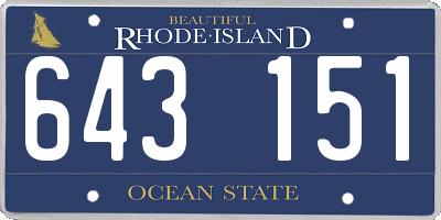 RI license plate 643151