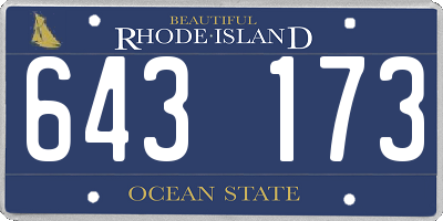 RI license plate 643173