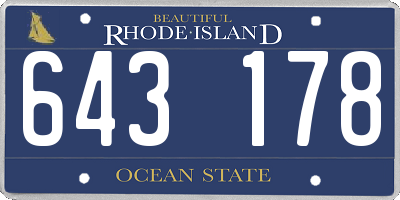 RI license plate 643178