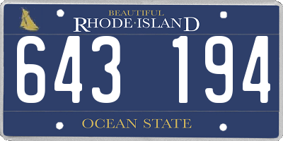 RI license plate 643194