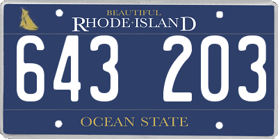 RI license plate 643203