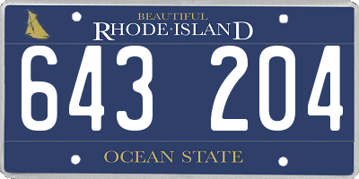 RI license plate 643204