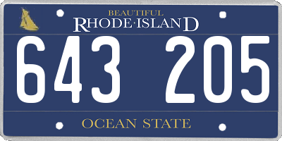 RI license plate 643205