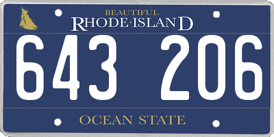 RI license plate 643206