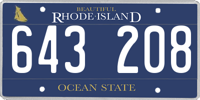 RI license plate 643208