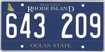 RI license plate 643209