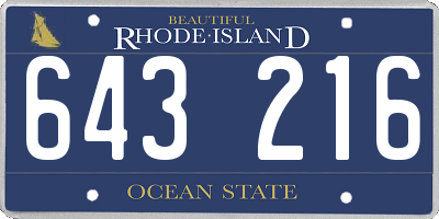 RI license plate 643216