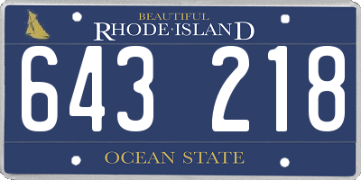 RI license plate 643218