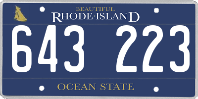 RI license plate 643223