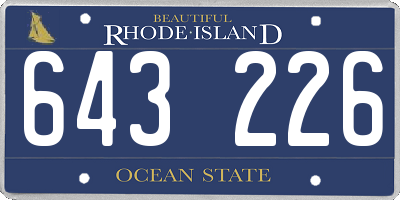 RI license plate 643226