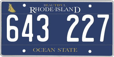 RI license plate 643227