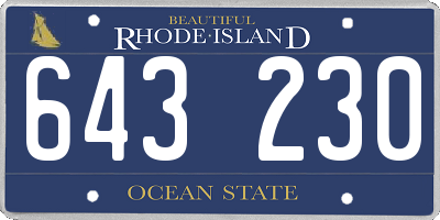 RI license plate 643230