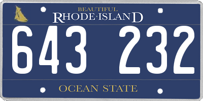 RI license plate 643232
