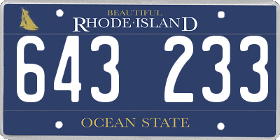 RI license plate 643233