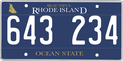 RI license plate 643234