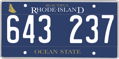 RI license plate 643237