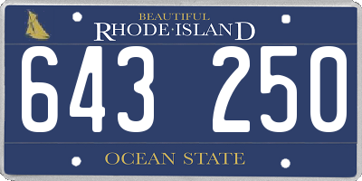 RI license plate 643250