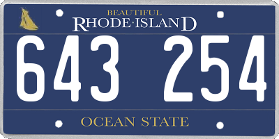 RI license plate 643254