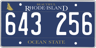 RI license plate 643256