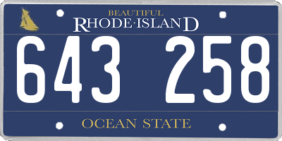 RI license plate 643258