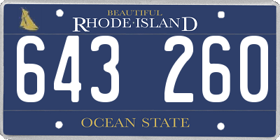 RI license plate 643260