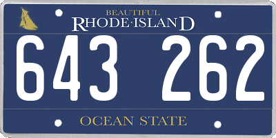 RI license plate 643262
