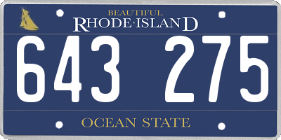 RI license plate 643275