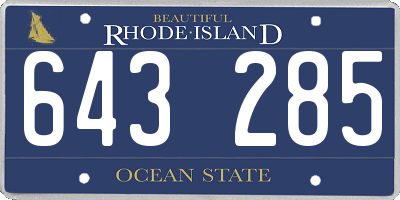 RI license plate 643285