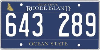 RI license plate 643289