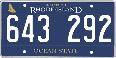 RI license plate 643292