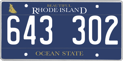 RI license plate 643302