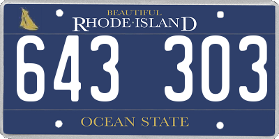RI license plate 643303