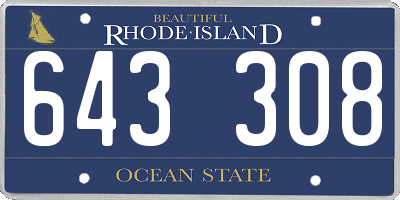 RI license plate 643308