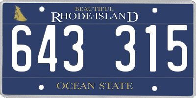 RI license plate 643315