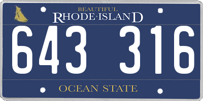 RI license plate 643316