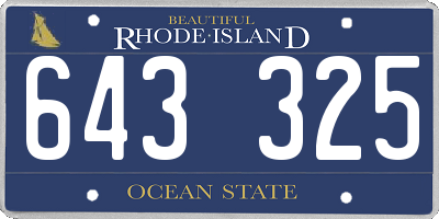 RI license plate 643325