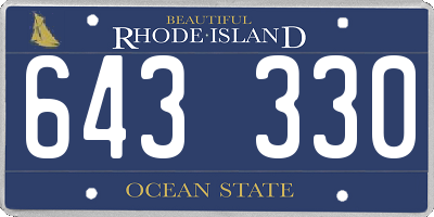 RI license plate 643330